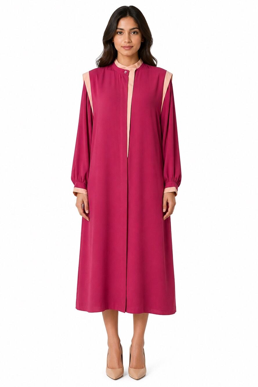1980s Michelle Stuart Silk Shirt Dress Pink Petite Size Medium